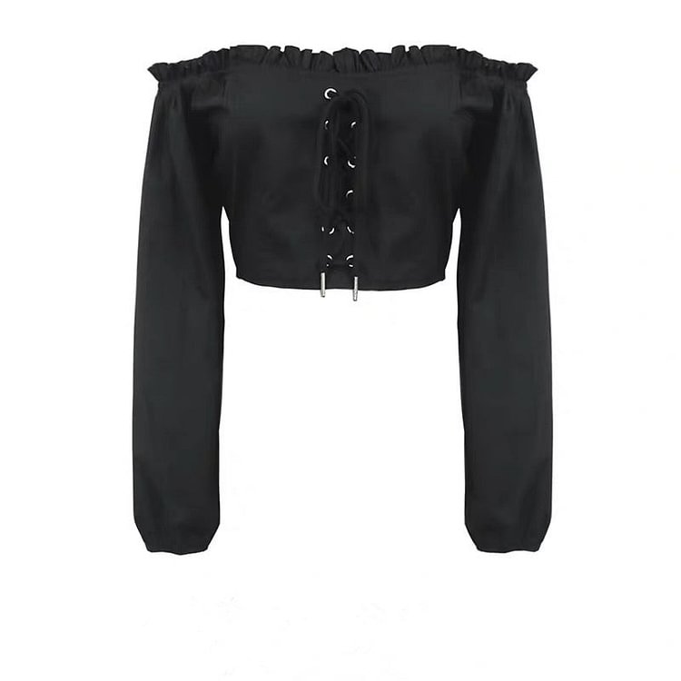 Off-shoulder Lace Up Top