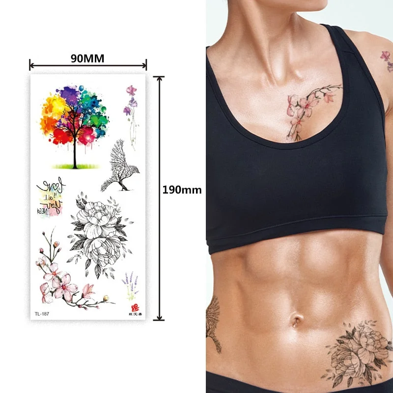 Flower animal totem romantic beautiful bird fragrance waterproof lasting men and women personality temporary tattoo stickers