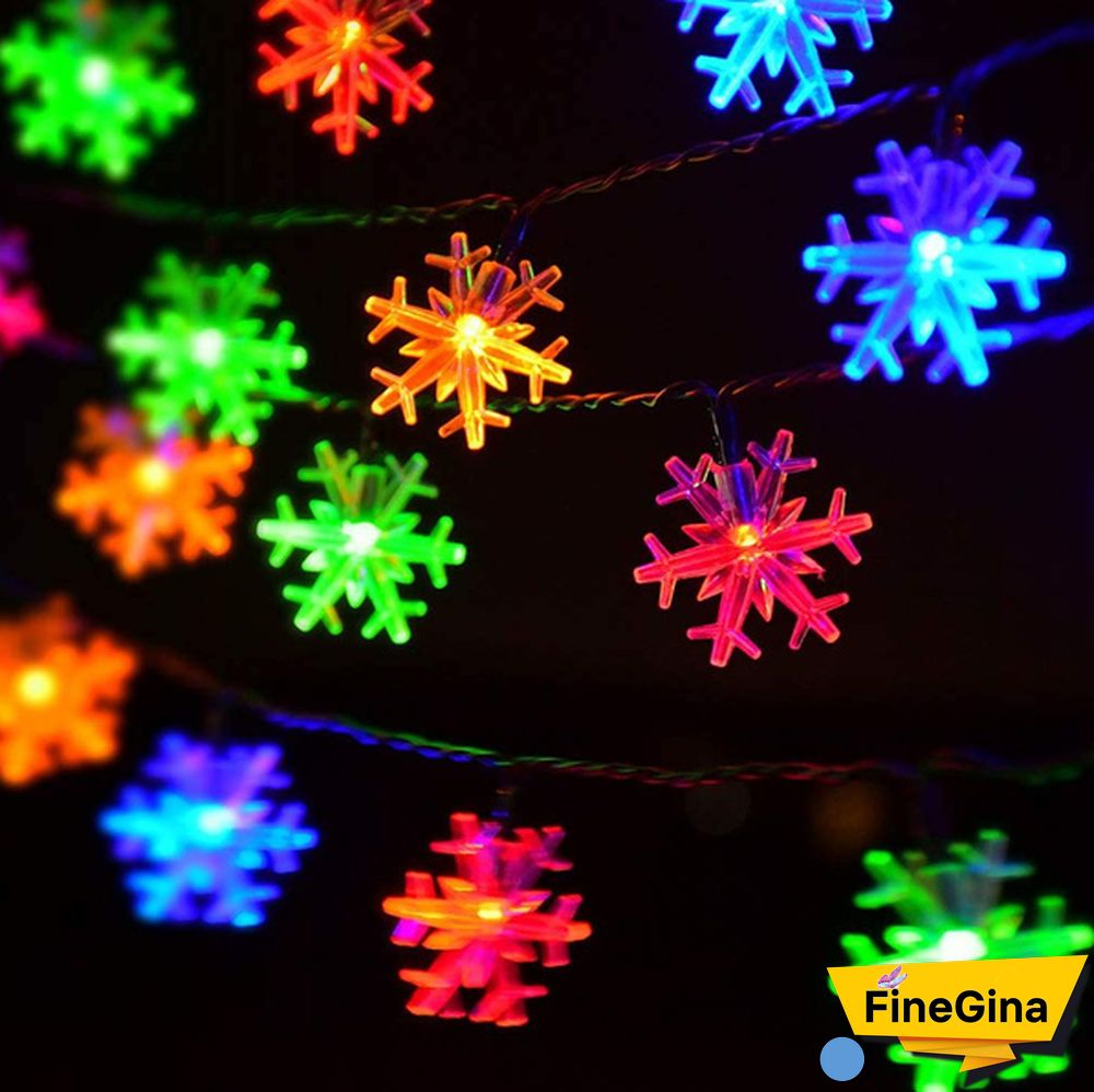 Battery Operated Snowflake Fairy String Lights For Indoor Outdoor Home Bedroom Patio Room Garden Party Xmas Christmas Tree Decorations(Battery Is Not Include)