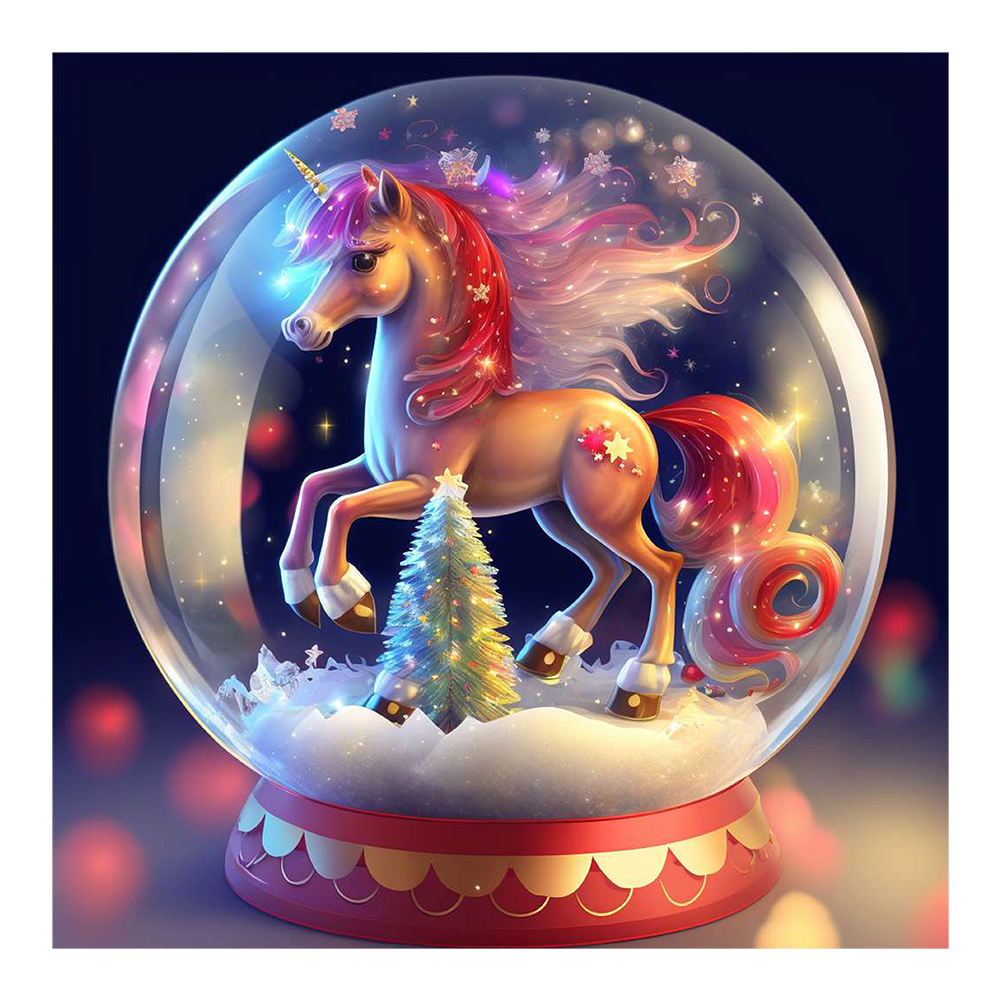 12 Zodiac Horses In Crystal Ball 30*30CM(Canvas) Full Round Drill Diamond Painting gbfke