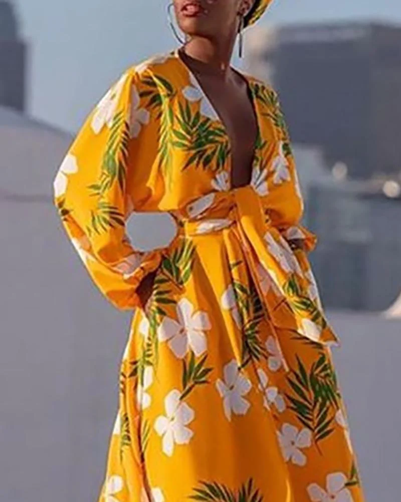 Chic floral print maxi dress