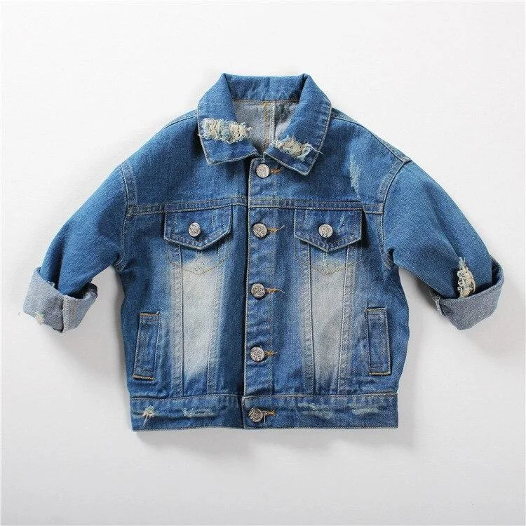2019 Fashion Spring Children Outwear Coat 1-6Yrs Baby Boys Girls Outerwear Coat Girls Hole Denim Jackets Coats Kids Denim Jacket