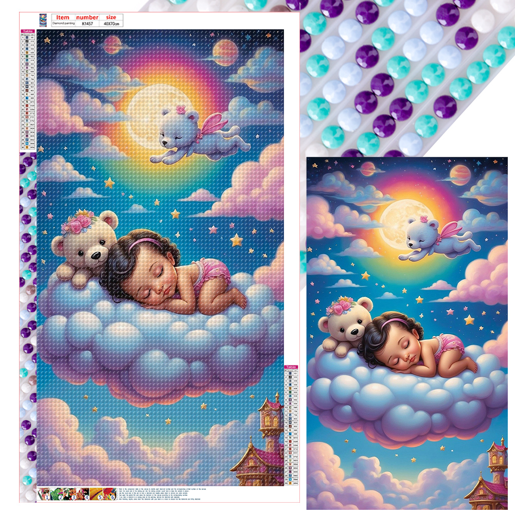 Doll Sleeping On Clouds 40*70cm(canvas) full round drill diamond painting