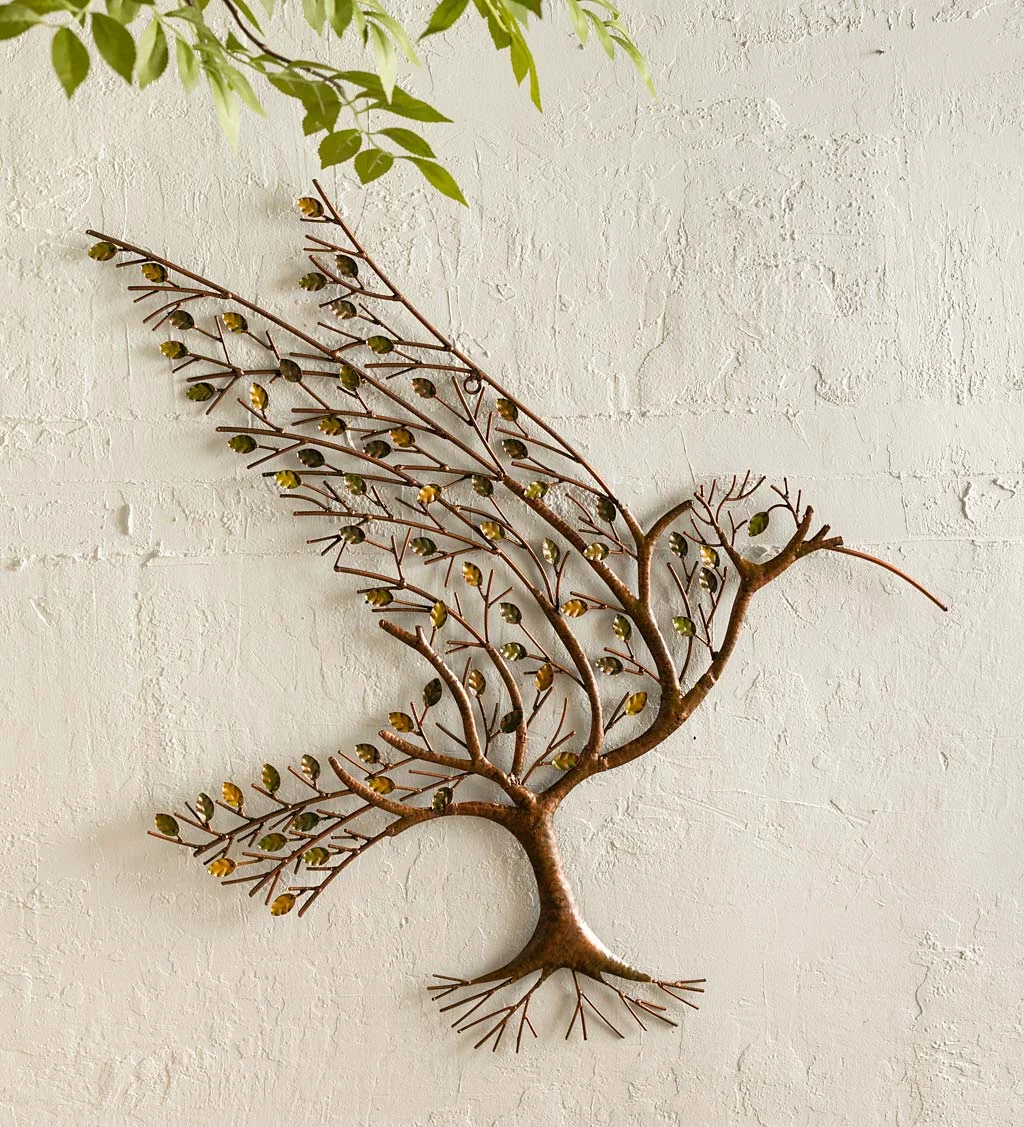 Hummingbird with Branches Metal Wall Art