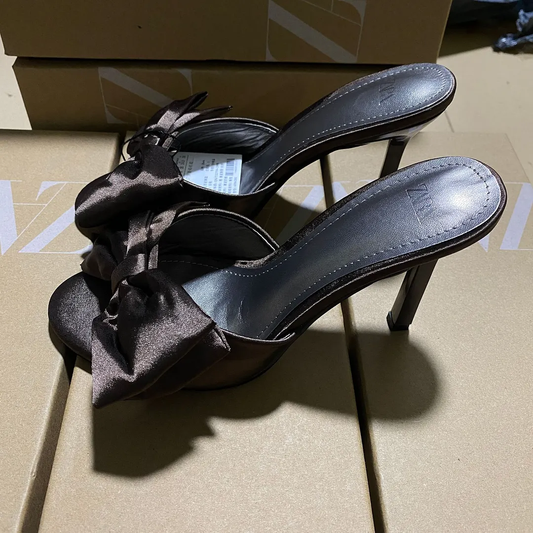 Breakj Breakj Spanish Summer New Women's Shoes Big Bows Decorated With Filts Rose Fine High Heel Sandals