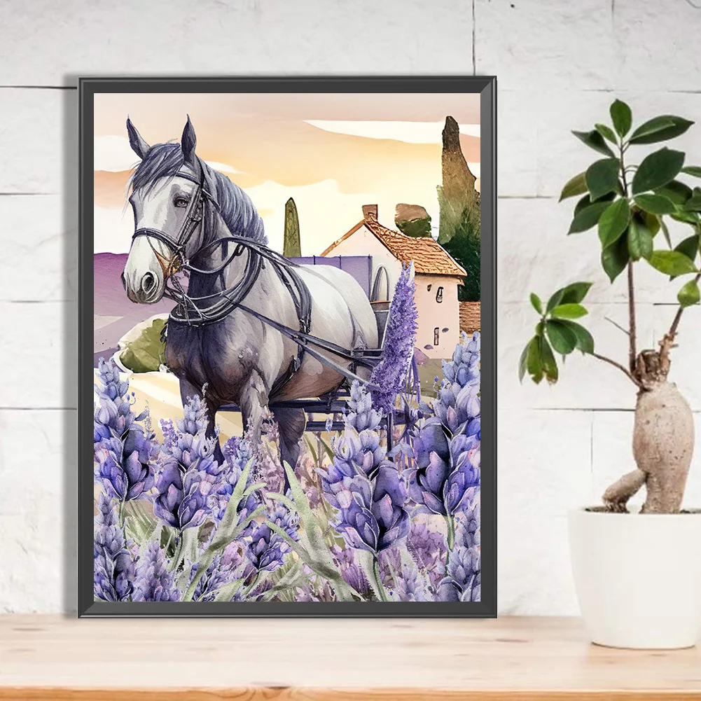 Diamond Painting - Full Round Drill - Lavender Horse(30*40cm)