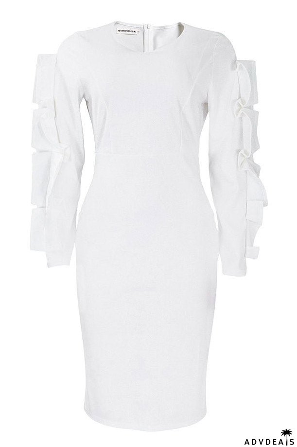 Knee Length Black Long Sleeve Bodycon Dress