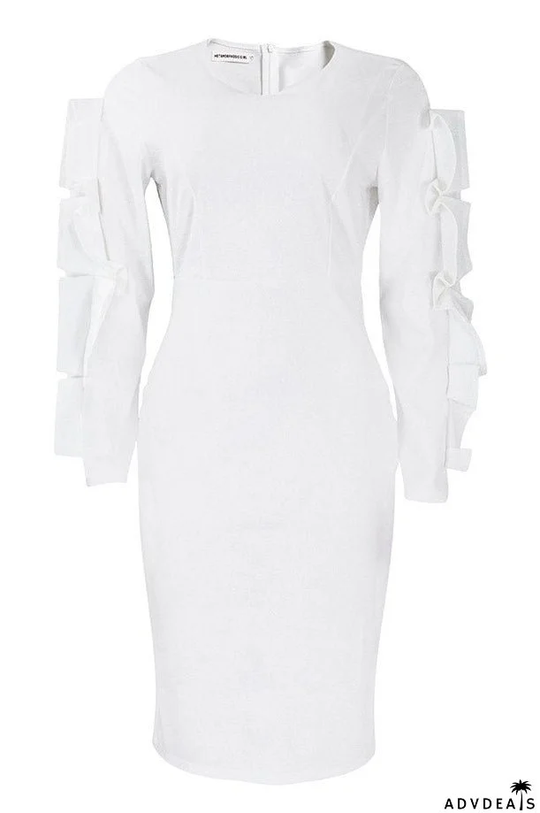 Knee Length Black Long Sleeve Bodycon Dress