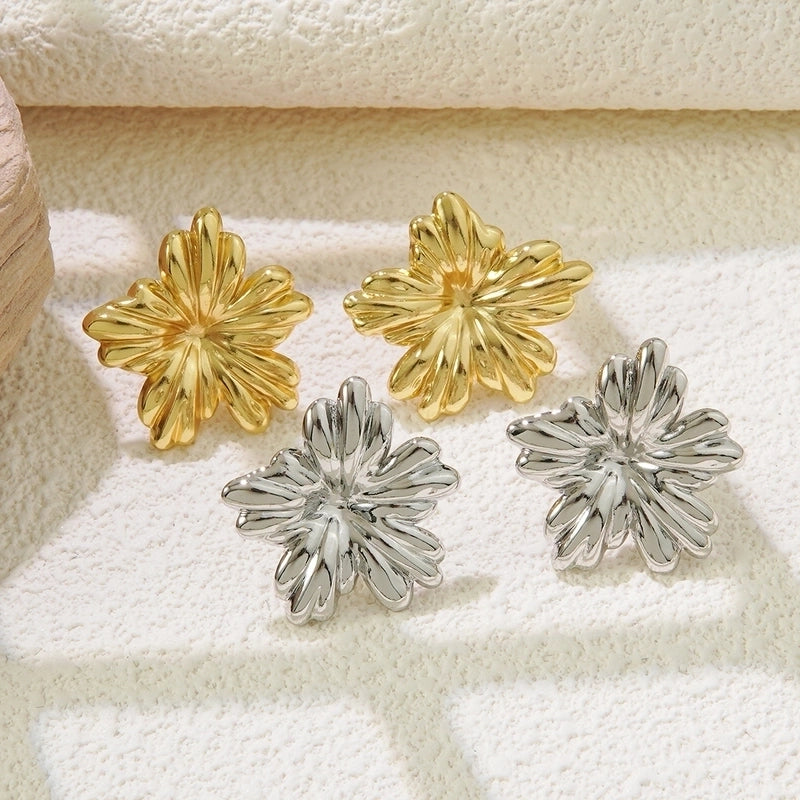 1 Pair IG Style French Style Flower 304 Stainless Steel Imitation Gold  Ear Studs