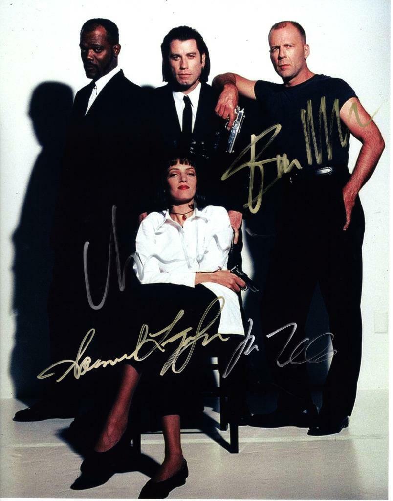 Uma Thurman Willis Travolta Jackson Signed 11x14 Picture Autographed Photo Poster painting + COA