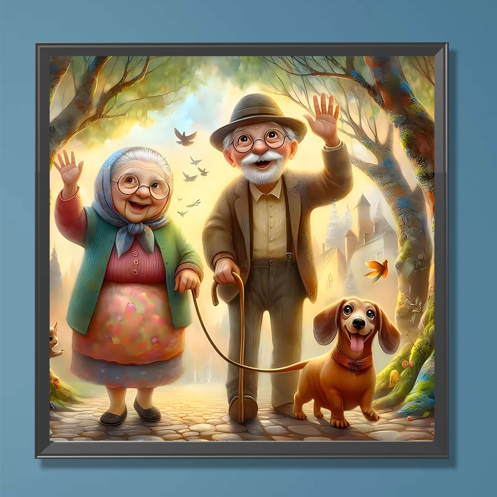 Diamond Painting - Full Round Drill - Old Couple(Canvas|30*30cm)