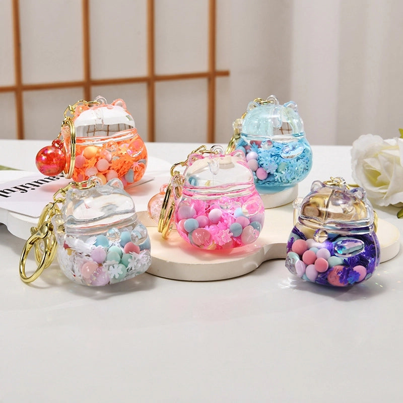 Cute Lucky Cat Arylic Unisex Bag Pendant Keychain