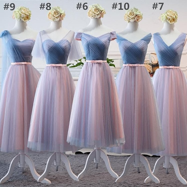 Pink-Blue Pastel Tulle Bridesmaid/Evening Dress SP1812306