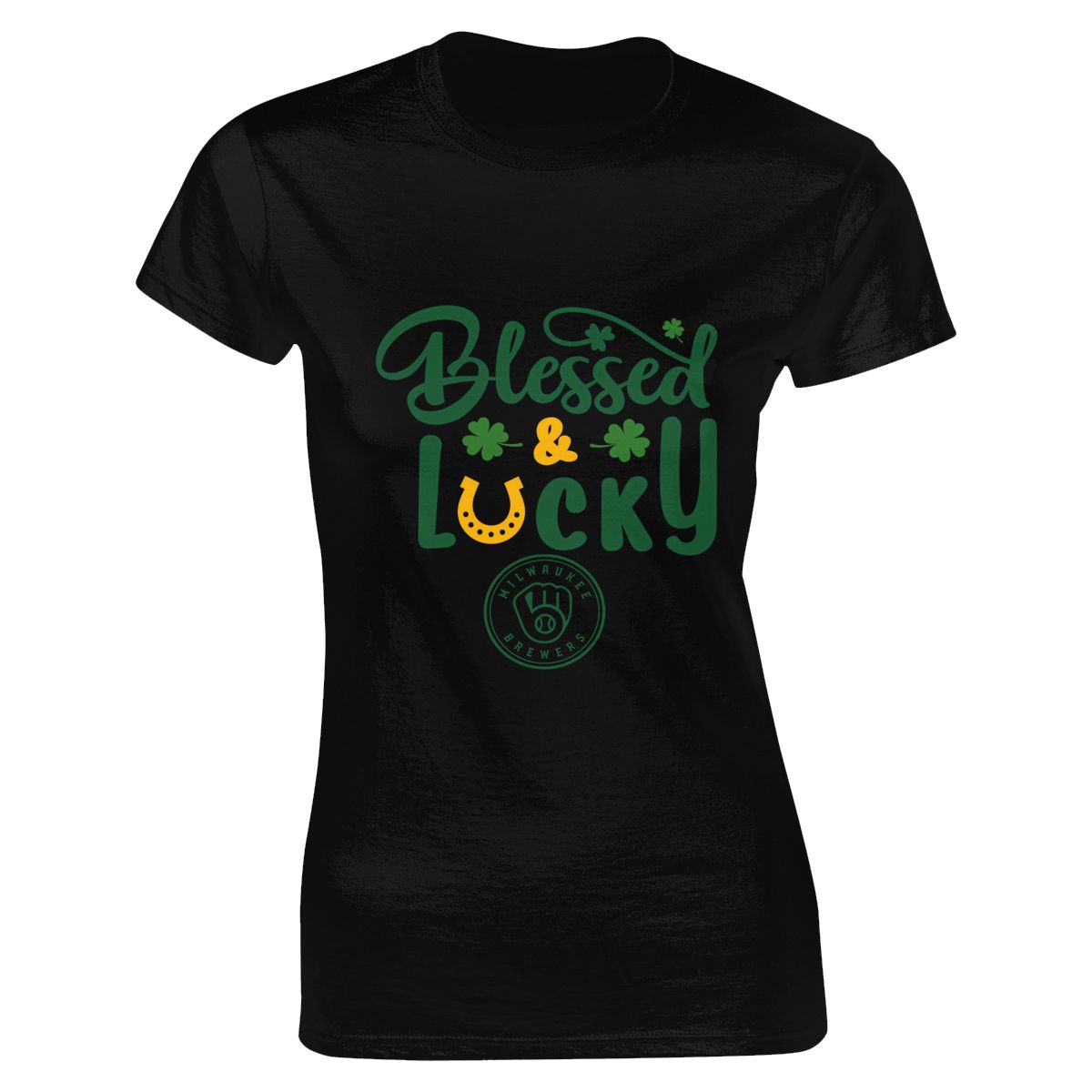 Milwaukee Brewers St Patrick's Day Blessed And Lucky Women's Soft Cotton T-Shirt