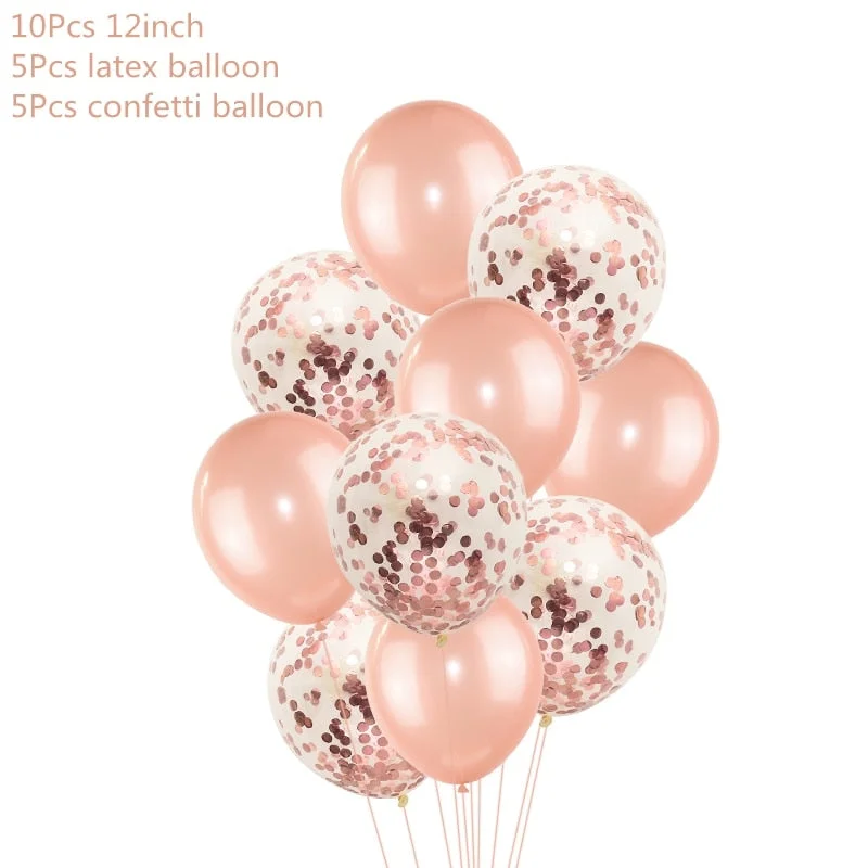 Rose Gold Confetti Baloons Foil Champagne Star Balloon Wedding Latex Ballon globos BabyShower Birthday Party Decoration Supplies