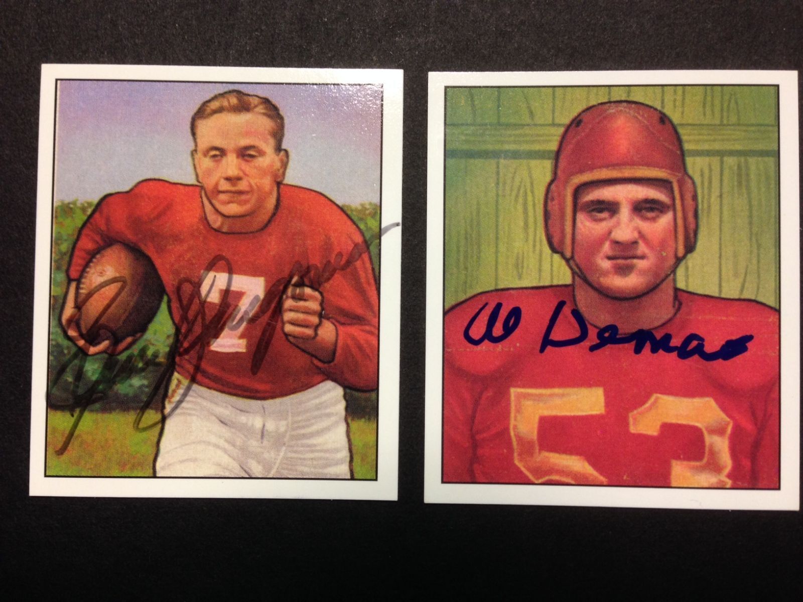 Elmer Angsman Chicago Cardinals Autographed 1950 Bowman FB reprint COA included