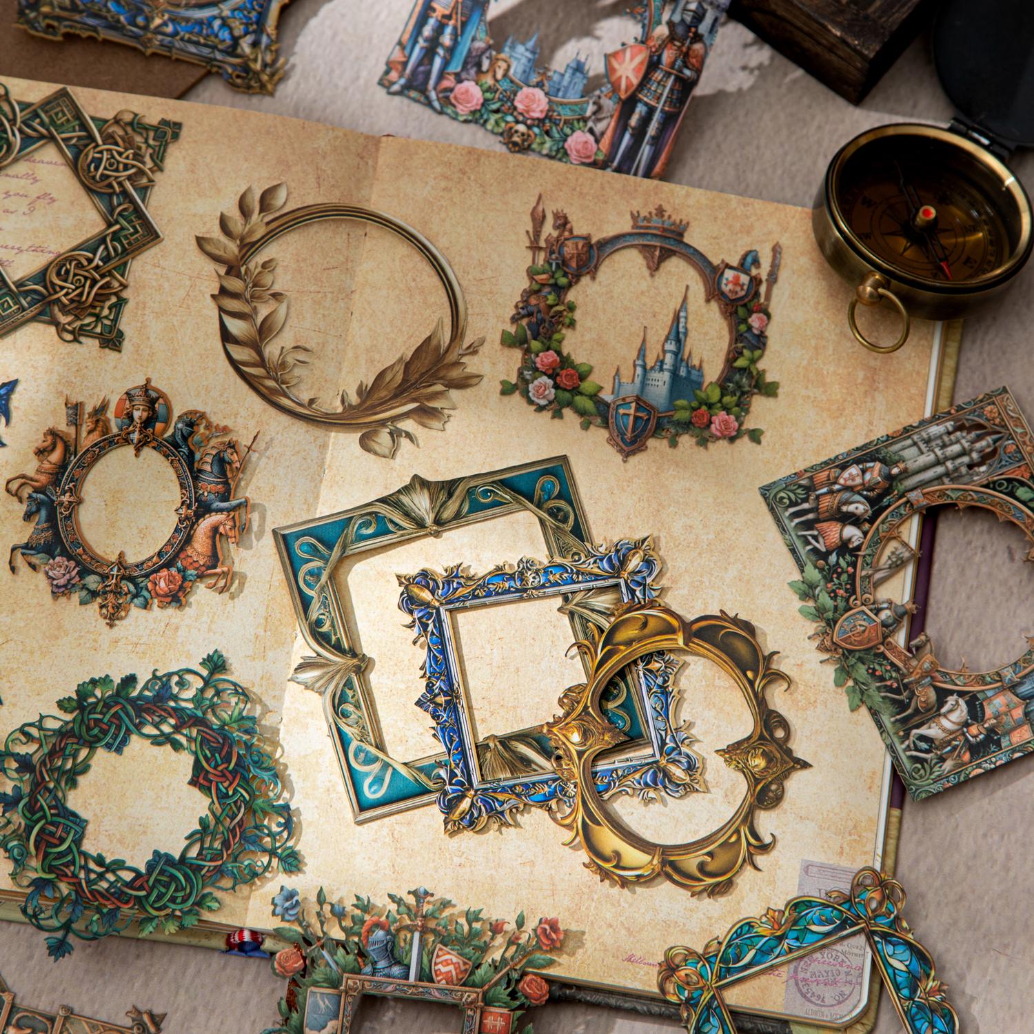 스티커 - 중세 엠블럼 시리즈 빈티지 바로크 테두리