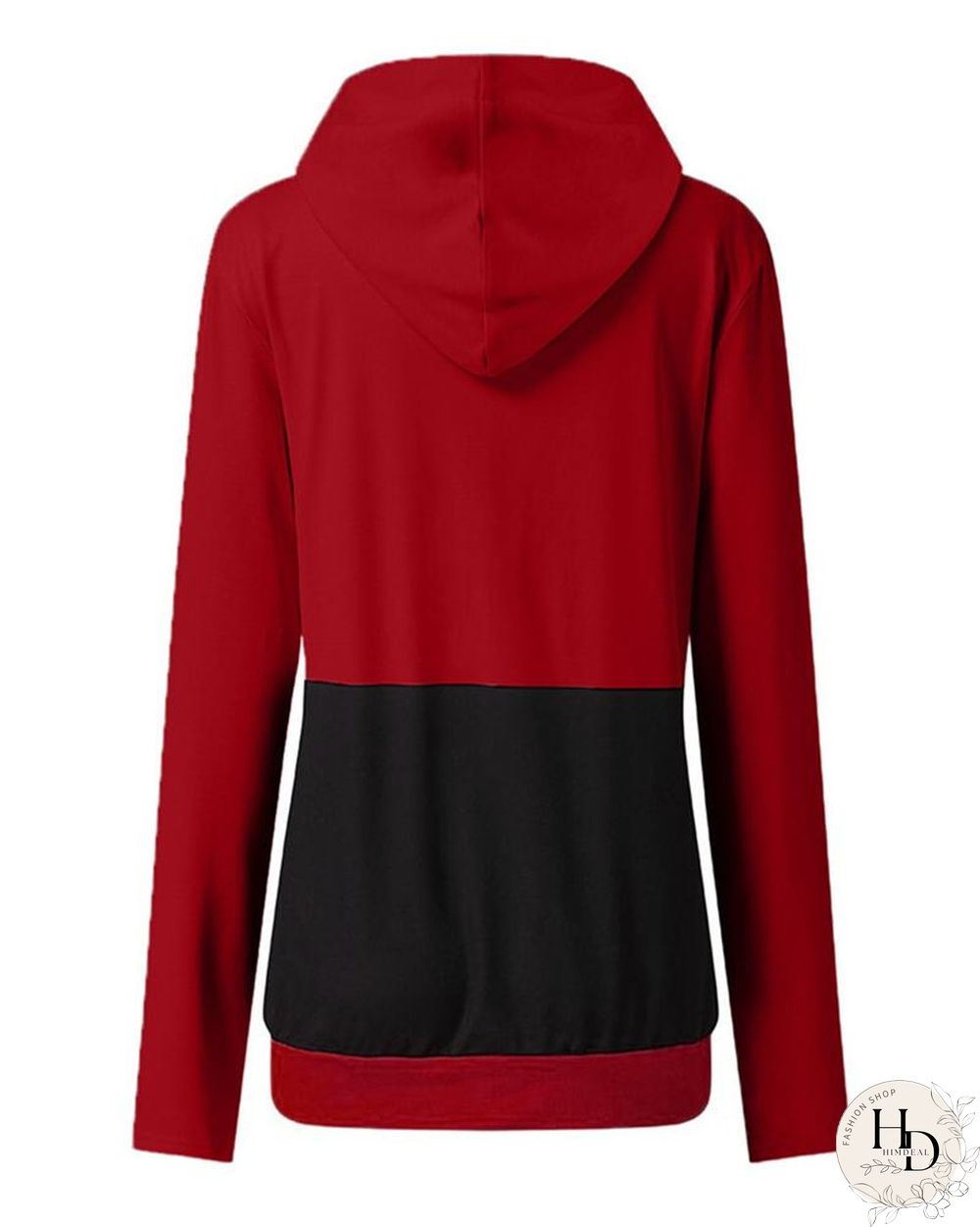 Christmas Moose Print Colorblock Hooded Top