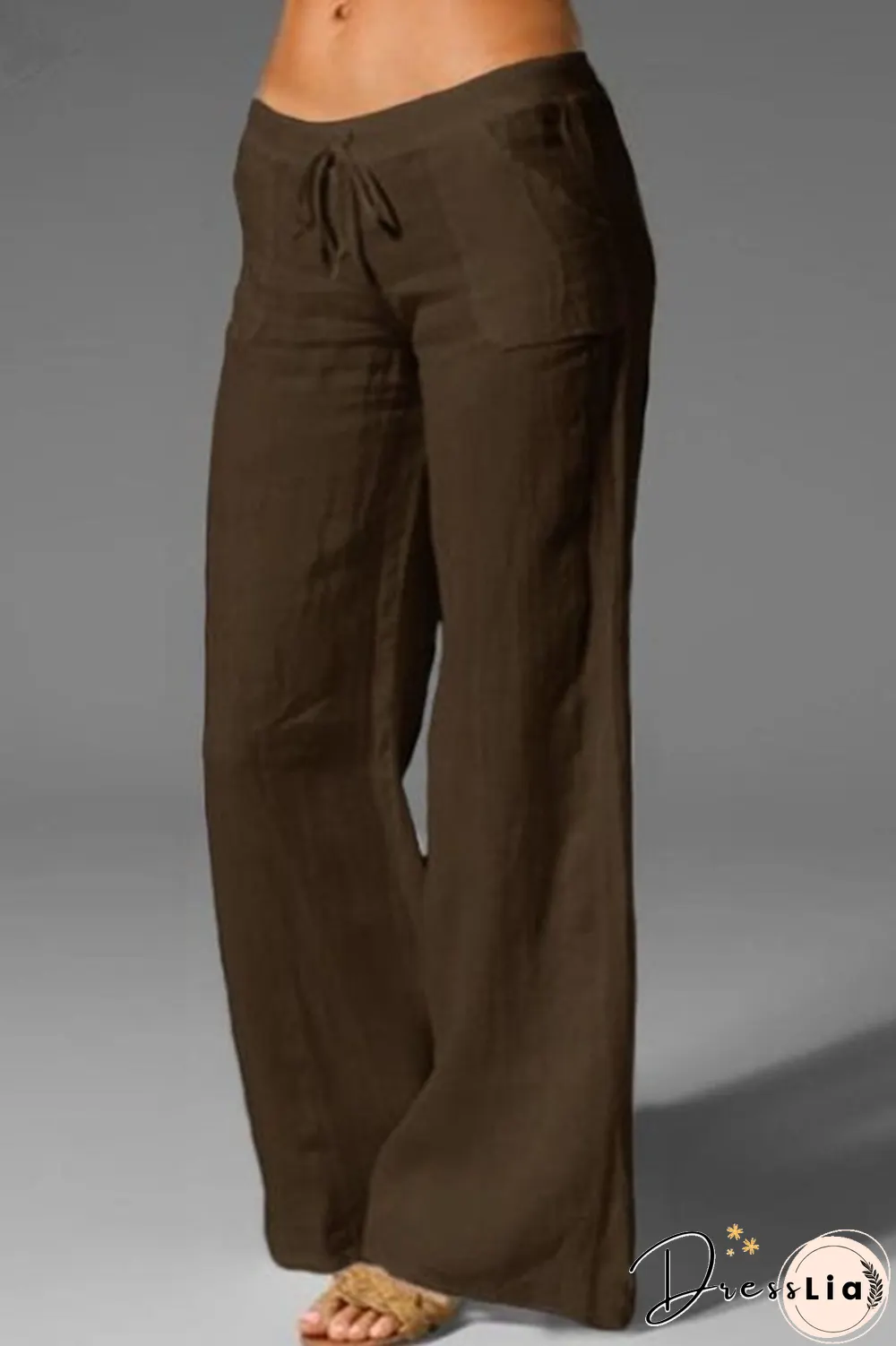 Casual Solid Patchwork Loose Mid Waist Wide Leg Solid Color Bottoms(8 Colors)