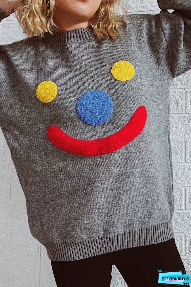 Clown Smile Knit Pullover Sweaters Winter Outfits