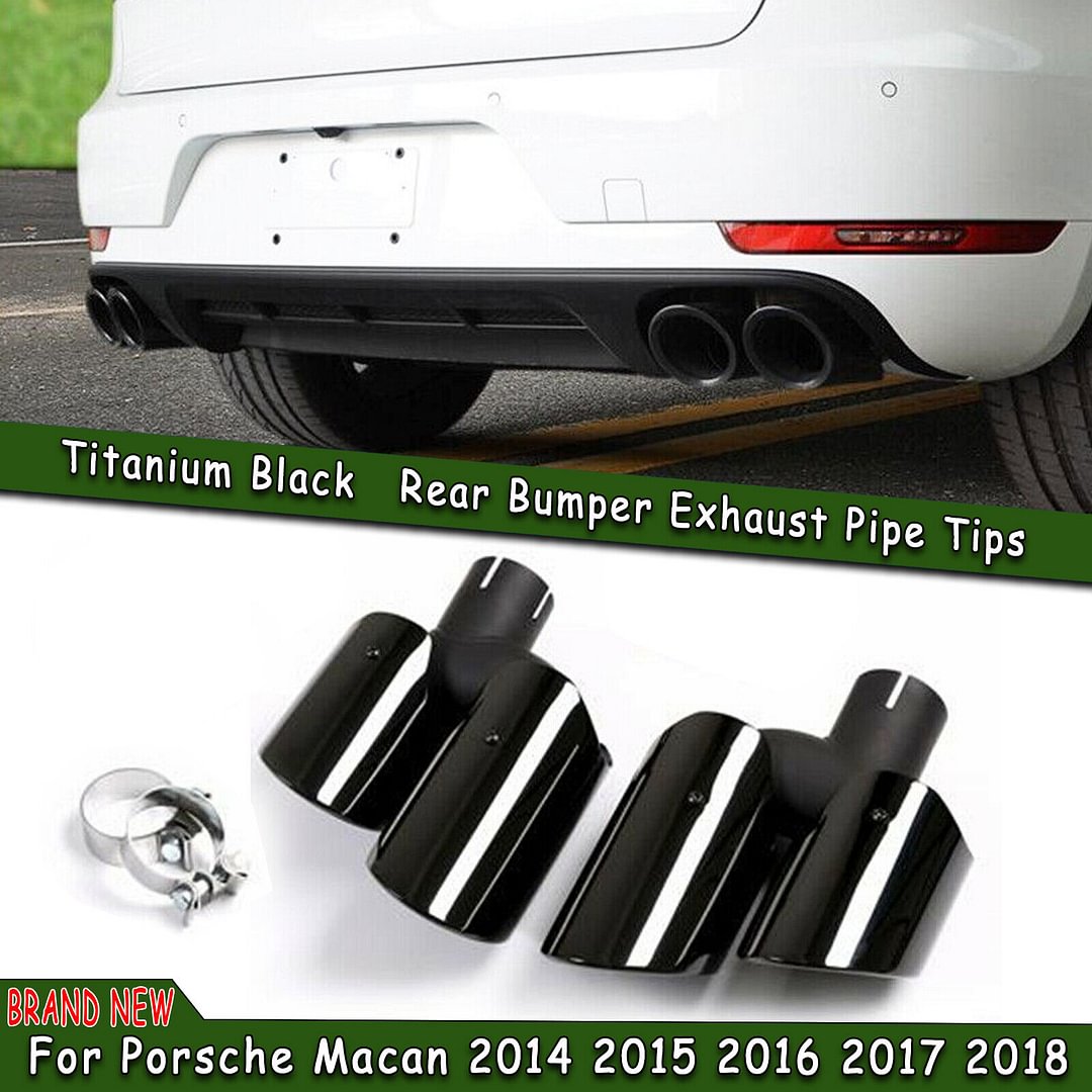 For Porsche Macan 2.0T Base 2014-2018 Black Exhaust Tips Muffler Pipe 2pcs MA  dxncar