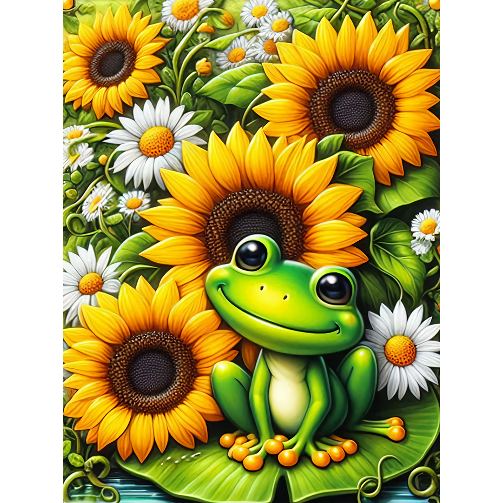 Union Jack Sunflowers 30*40cm(canvas) full round drill diamond painting