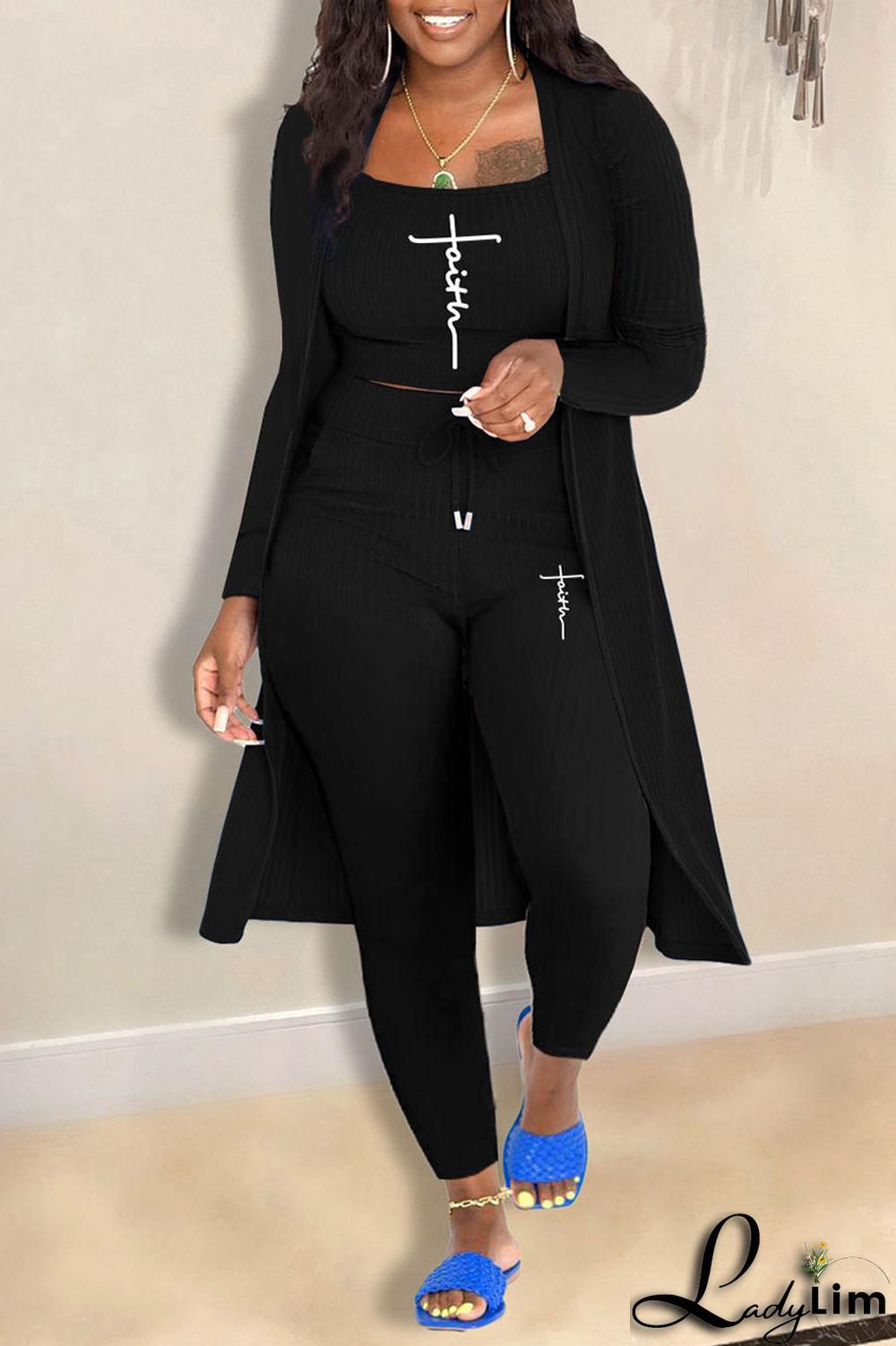 Blue Casual Print Patchwork U Neck Long Sleeve Two Pieces