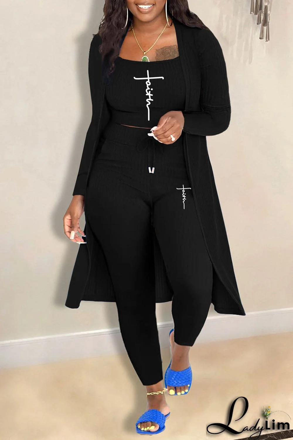 Blue Casual Print Patchwork U Neck Long Sleeve Two Pieces