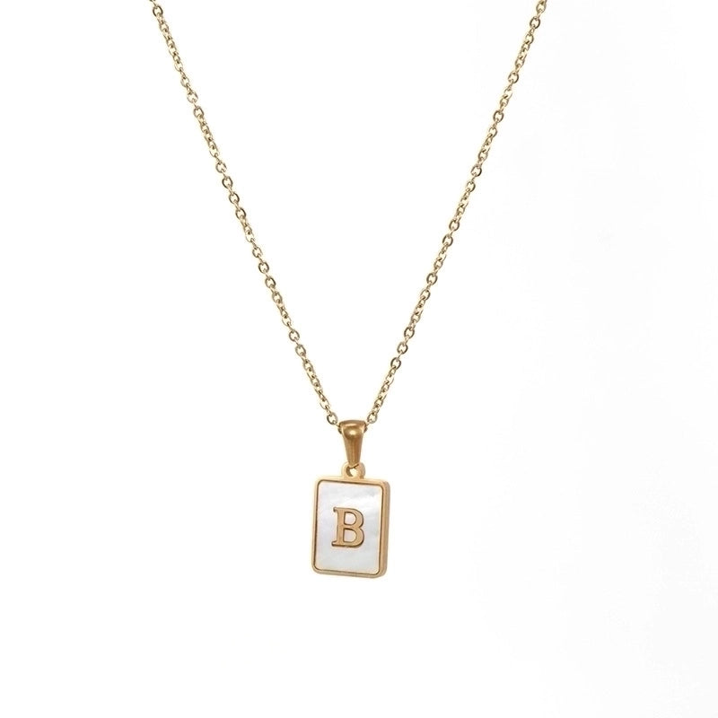 Vintage Style Letter Square 304 Stainless Steel Shell 18K Gold Plated Plating Inlay Pendant Necklace