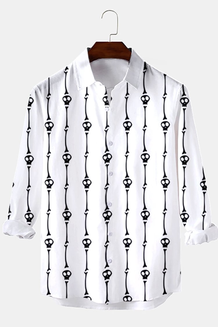 Halloween Stripe Print White Long Sleeve Shirt