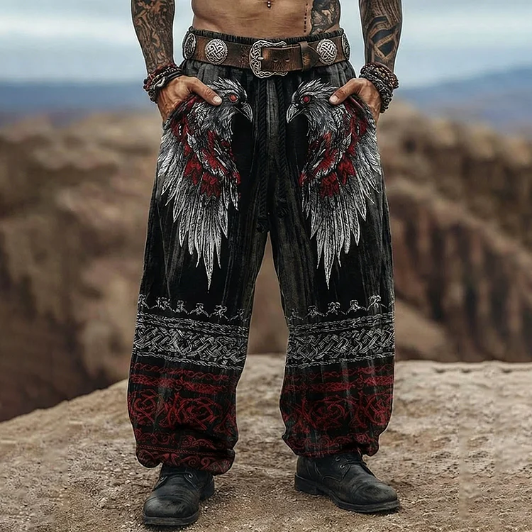 Men's Viking Raven Totem Nordic Retro Pants