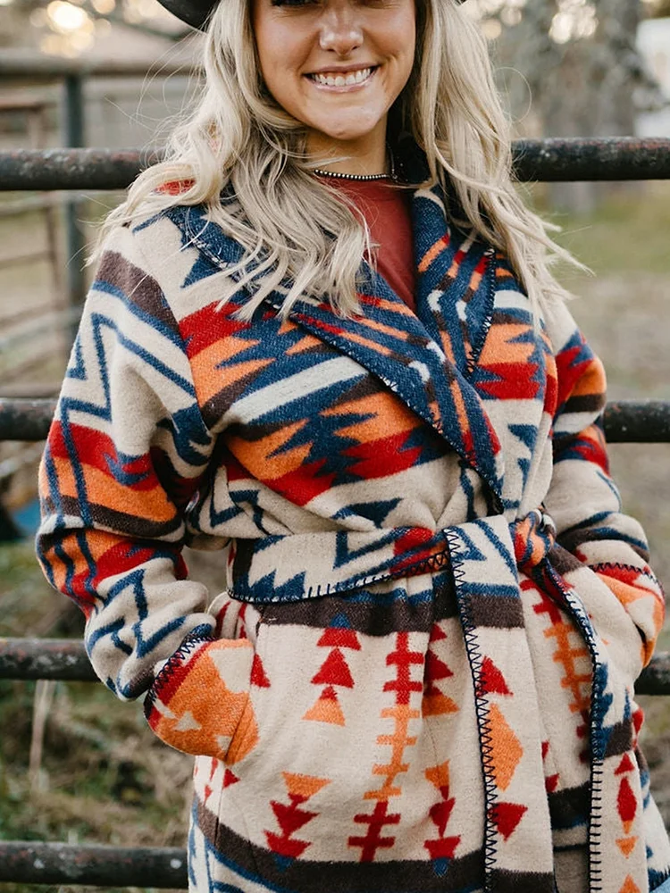 Women Western Ethnic Aztec Coat
