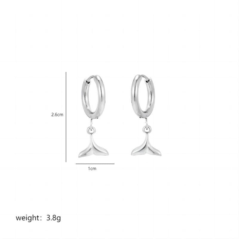 1 Pair Minimalist Fish Tail Polishing Plating Stainless Steel 18K Gold Plated Drop Earrings