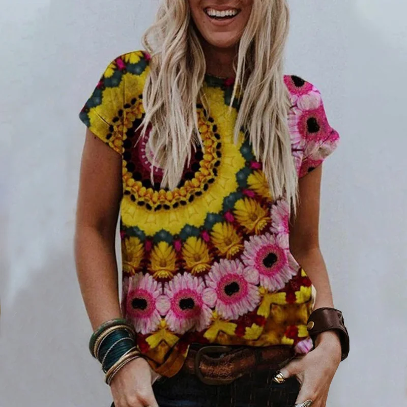 Sunflower patterns leisure graphic tees