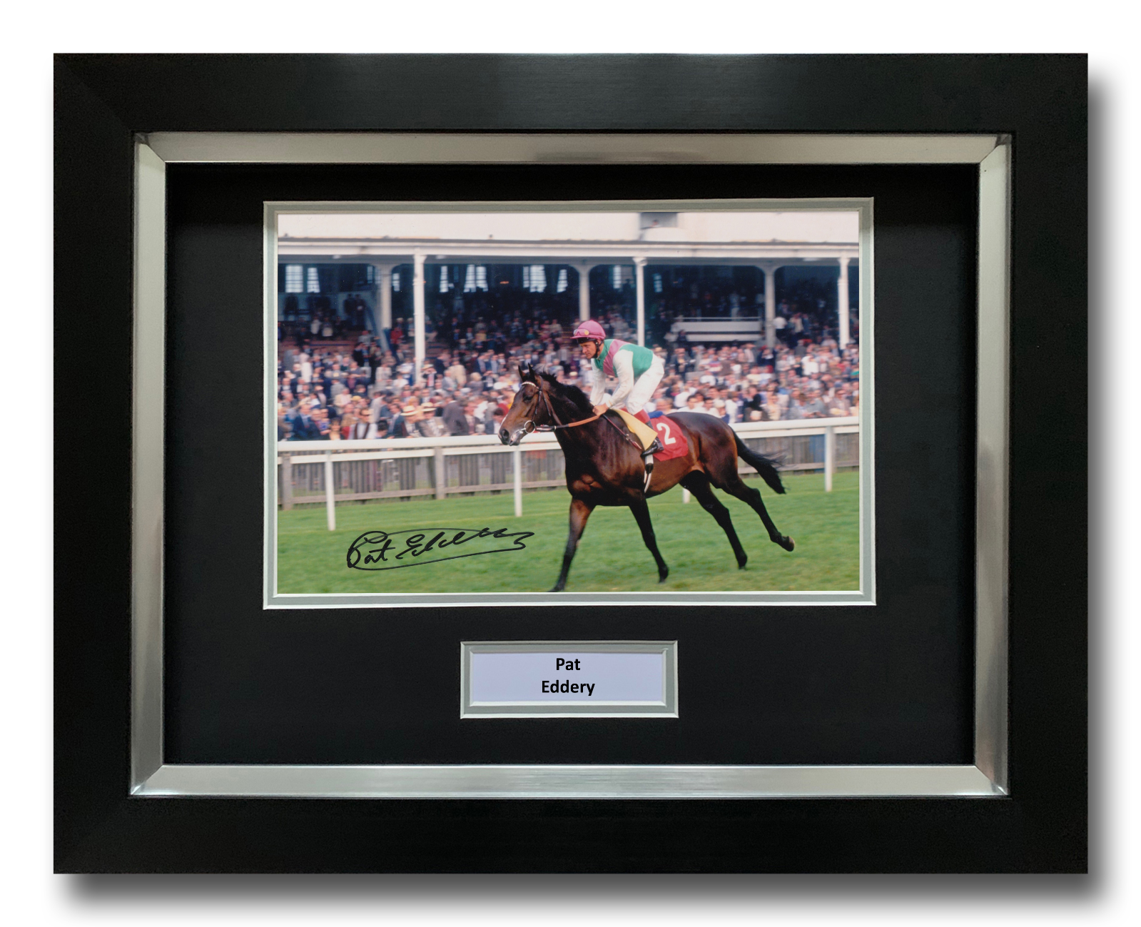 PAT EDDERY HAND SIGNED FRAMED Photo Poster painting DISPLAY - HORSE RACING AUTOGRAPH.