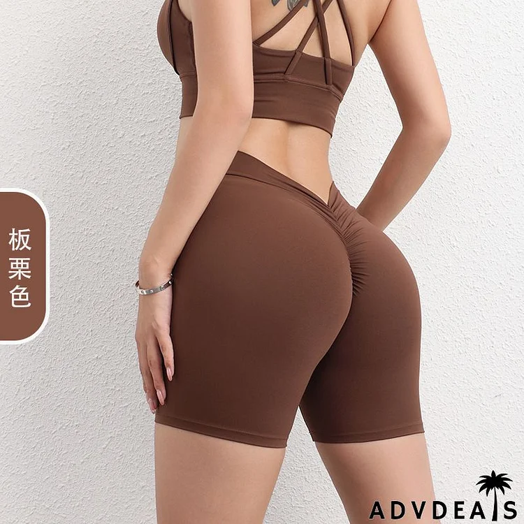 Women Fashion Sexy Solid Color Tight-Fit Sports Fitness Biker Shorts