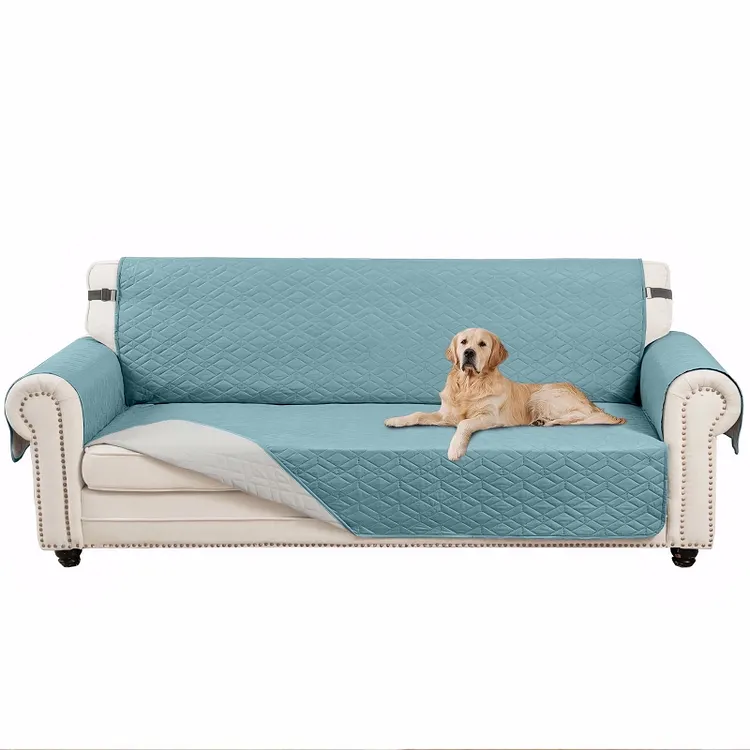 SANMADROLA Reversible Sofa Cover Couch Cover for 3 Cushion Couch Sofa Water Resistant Couch Cover Furniture Protector with Elastic Straps for Kids, Dogs, Pets