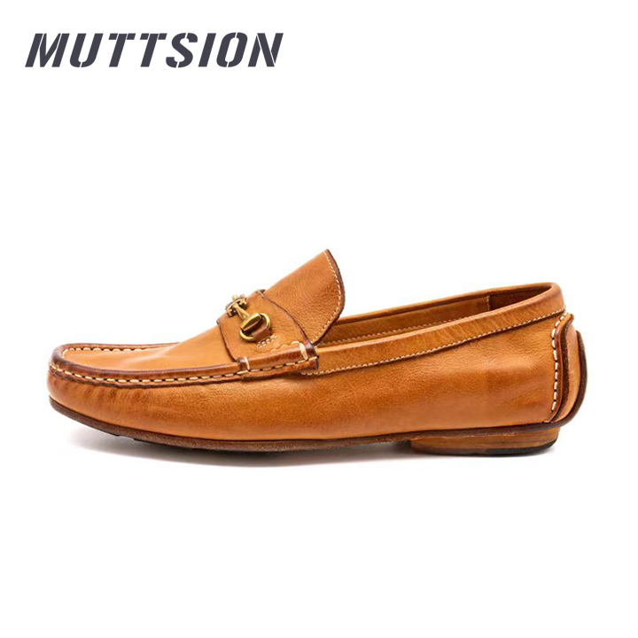 MUTTSION Handmade Loafers Breathable Fashion Metallic Versatile Leather Shoes MUTTSION.COM MUTTSION