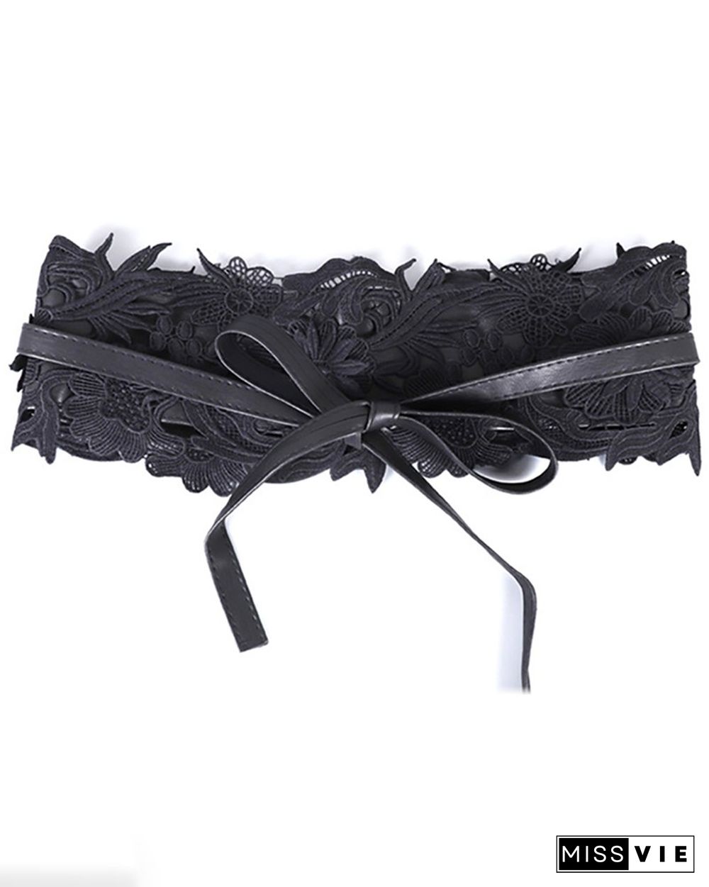 Guipure Lace Knotted Waist Belt Wide Wrap Around Waistband Belts
