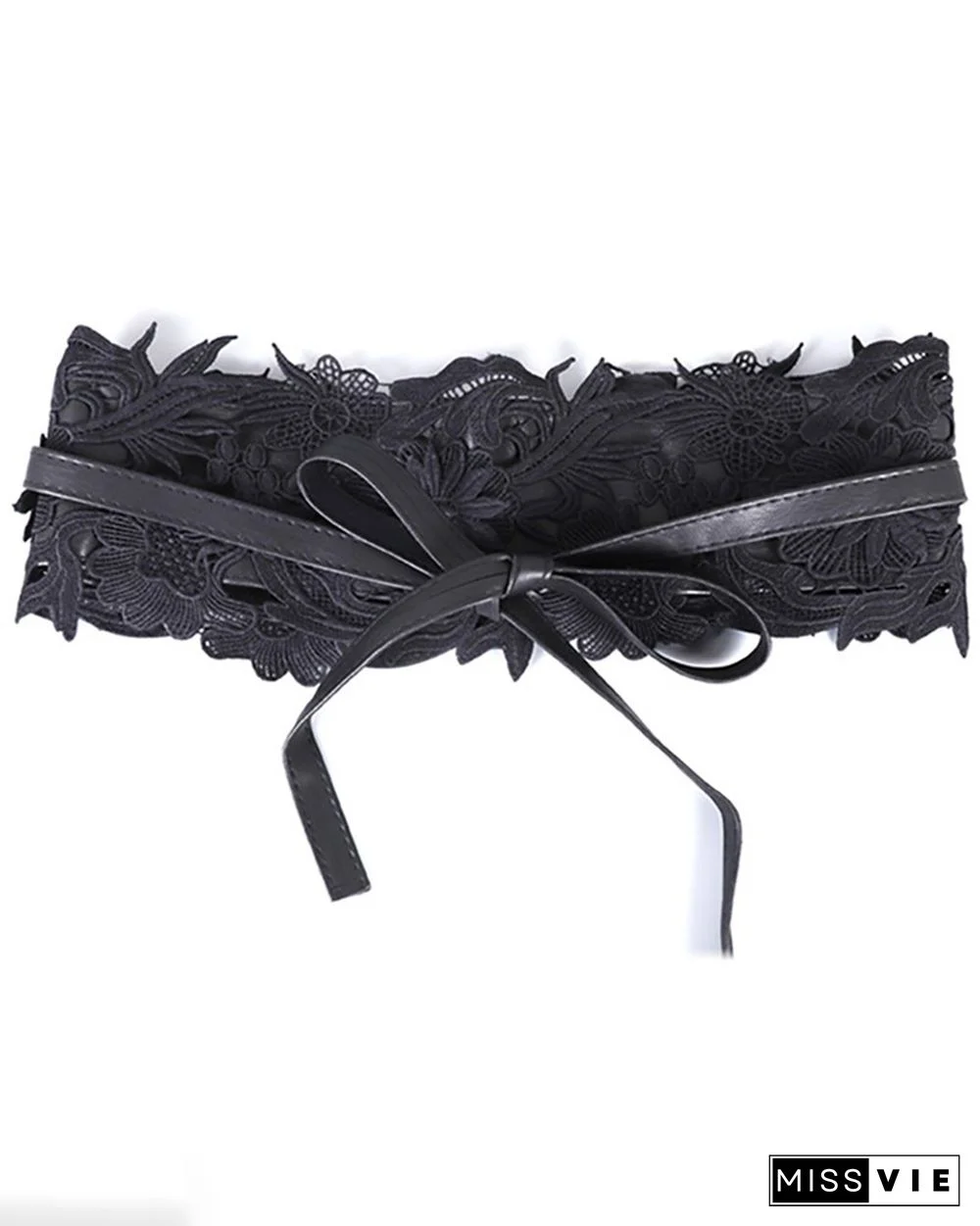 Guipure Lace Knotted Waist Belt Wide Wrap Around Waistband Belts