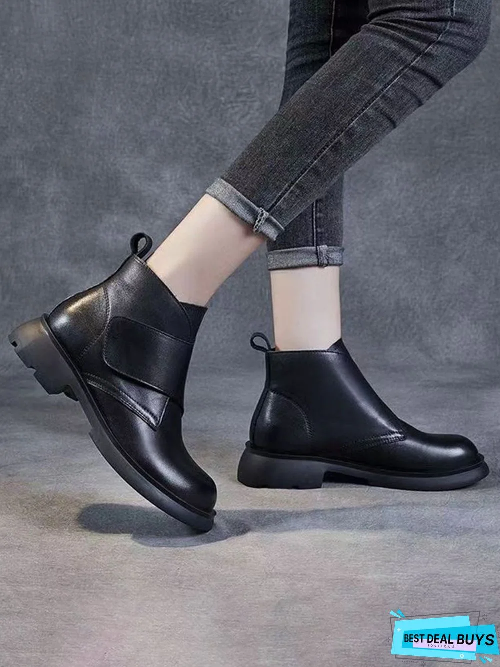 Vintage Hook-and-loop Fastener Combat Boots