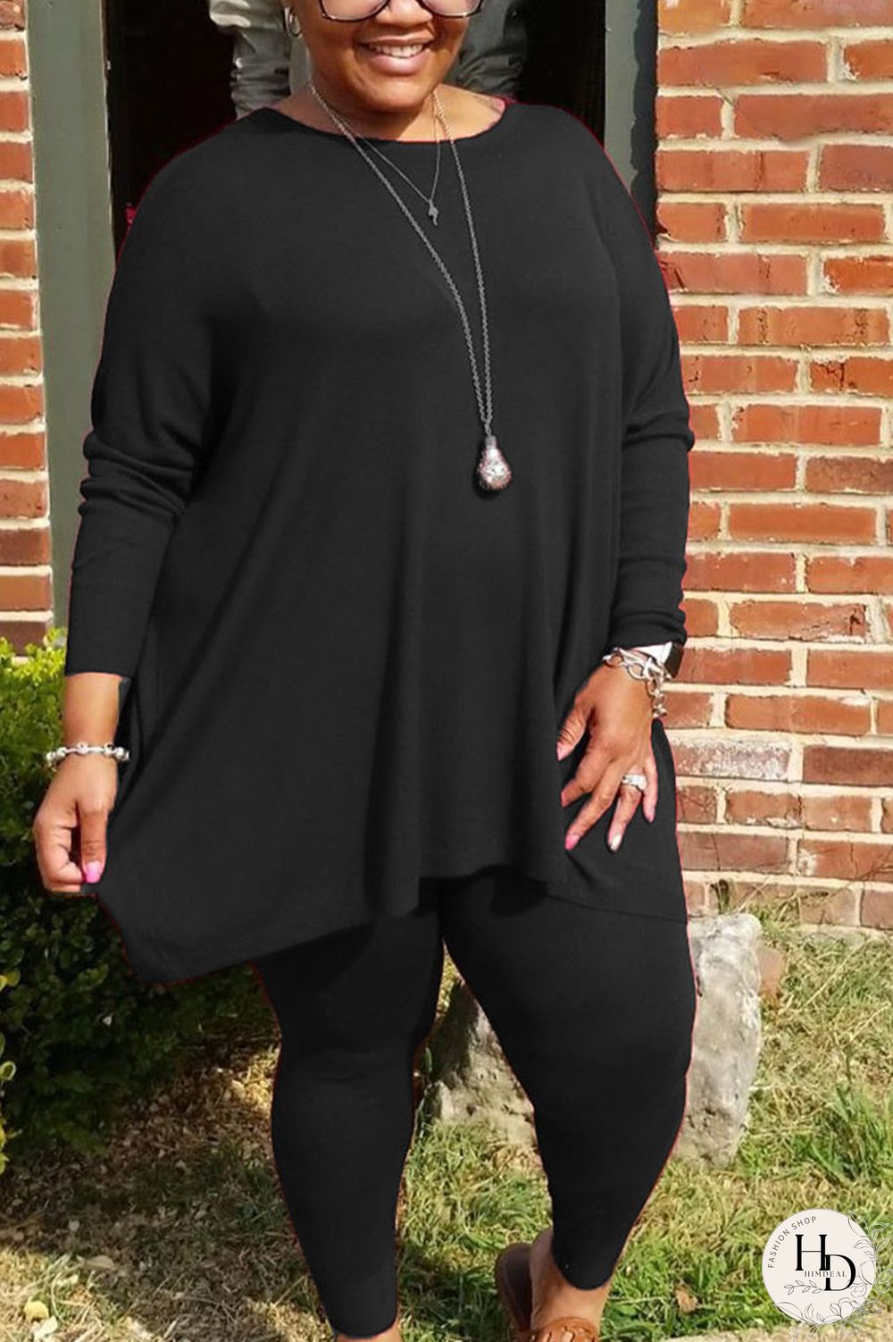 Wine Red Sportswear Striped O Neck Plus Size