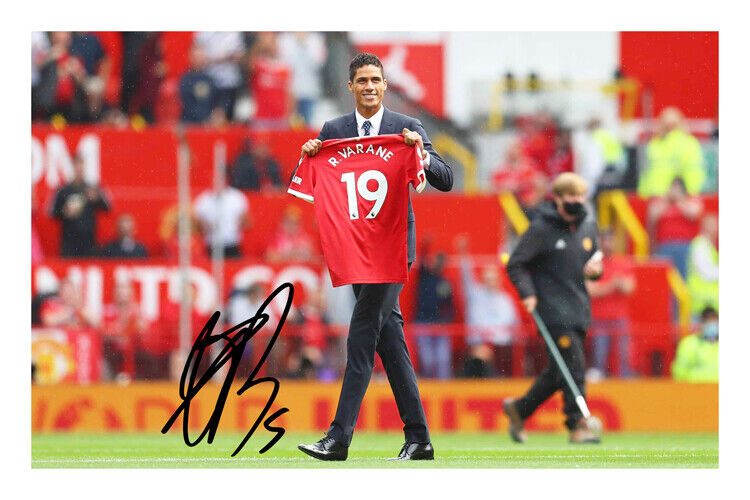 Raphael Varane Signed A4 Photo Poster painting Print Autograph Manchester United Man U 2021/22