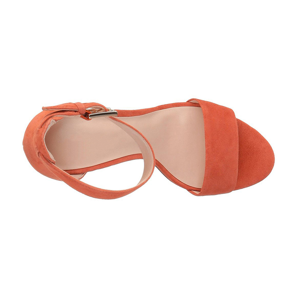 90mm Women's Ankle Strap Pumps Block Heel Suede Sandals Summer Shoes-MERUMOTE