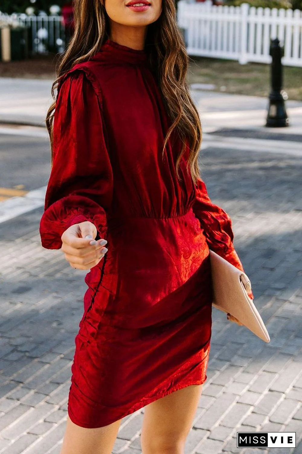 Open Back Jacquard Hip Package Dress