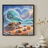 Heart Wave Turtle Family Special Shaped 5D DIY Partial Drill Diamond Painting Kits for Adults Beginners Home Decor Diamonds Dots Gem Art Kits 11.81 X11.81inch