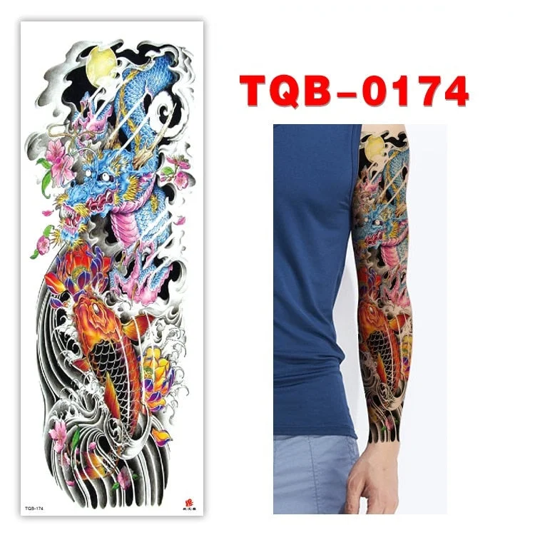 Full Arm Series Temporary Tattoo Full Arm Tattoo Sticker Lasting Waterproof Sweat Flower Arm Full Arm Tattoo Big Picture Sticker