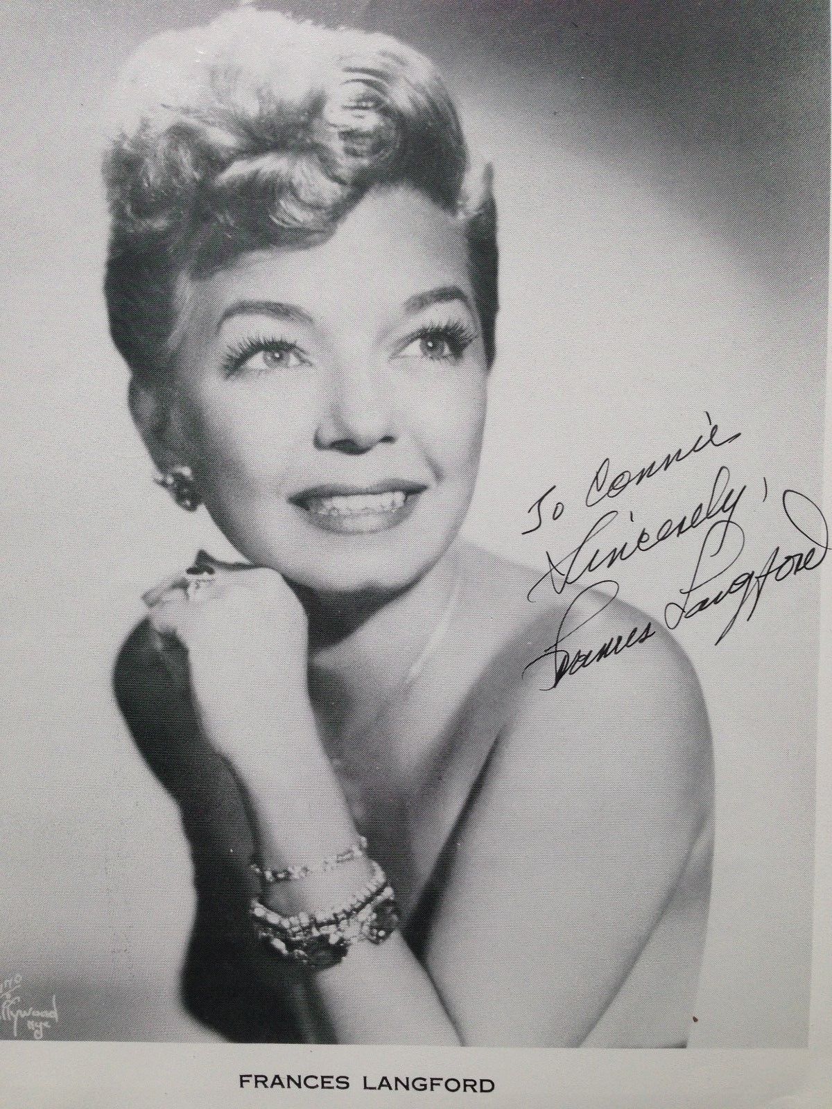 Original, Signé, Noir et Blanc Frances Langford Publicité Photo Poster painting