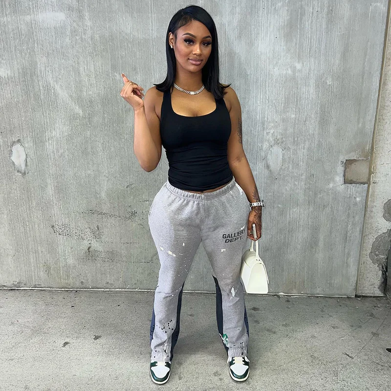 Uveng Uveng Women's Autumn New Loose High-Waist Fashion Street Shooting Graffiti Print Sports Trousers Women