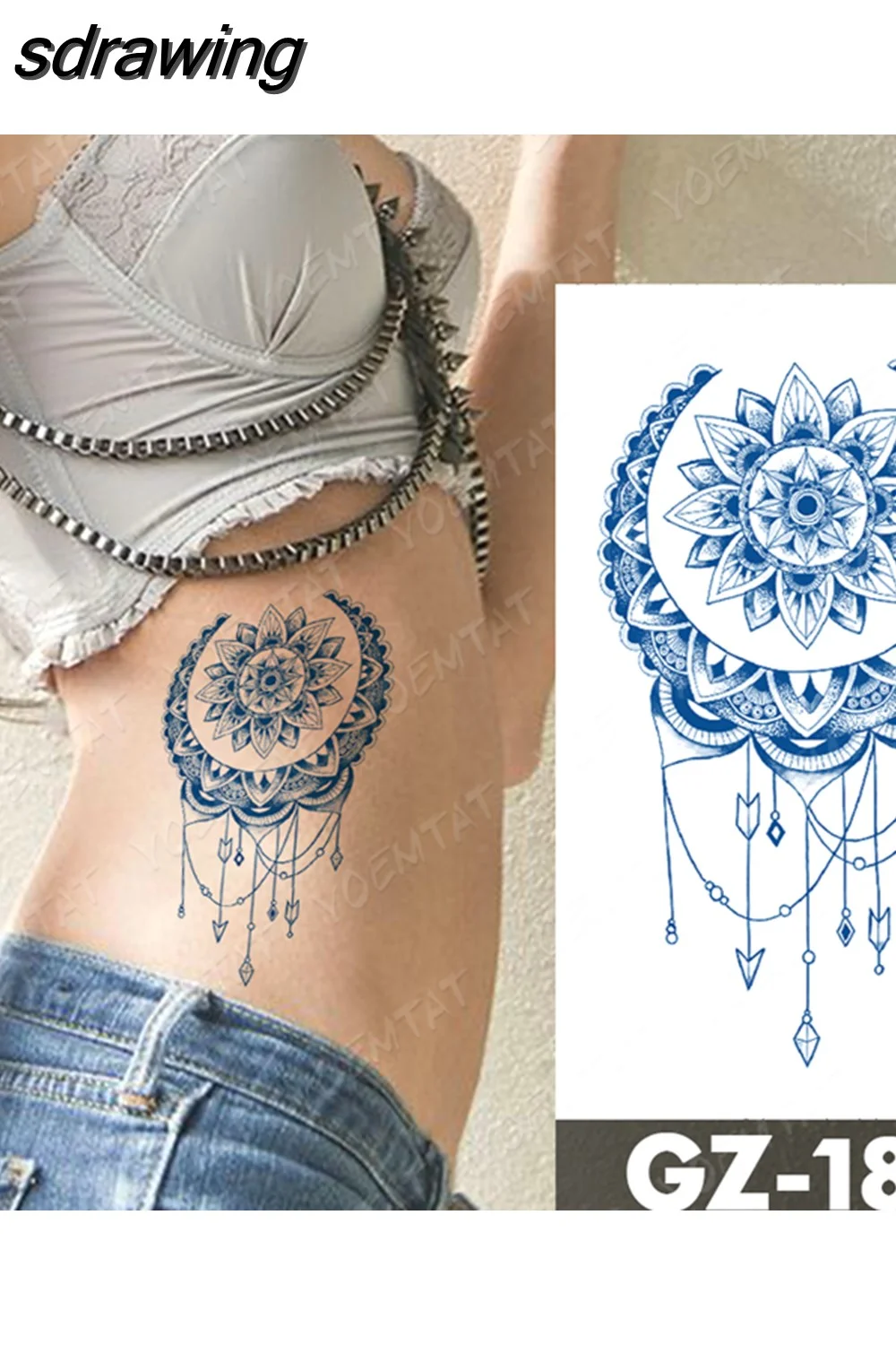sdrawing Ink Tattoos Body Art Lasting Waterproof Temporary Tattoo Sticker Rose Flower Pearl Tatoo Arm Fake Butterfly Peony Tatto